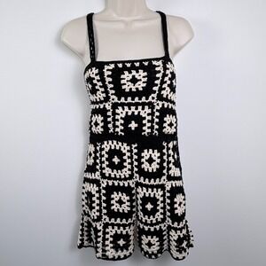 Crochet Romper Sz Small‎ Grannycore Knit Granny Square Cottagecore Festival